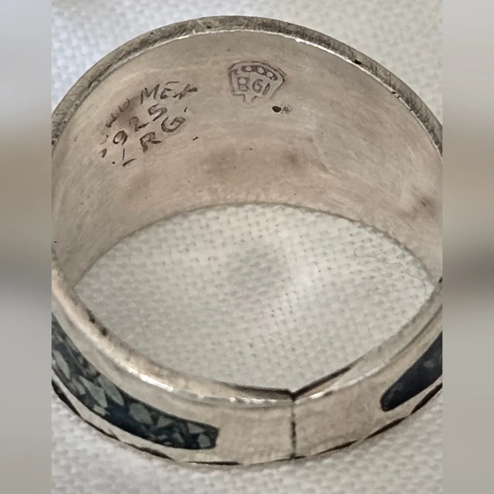 Ring 925 Sterling Torquoise Chips Pre Ownwed